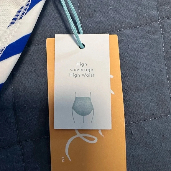 Blue & White Stripe high waist high swim Bottoms Plus Size NWT 20/22 #1176 - Picture 3 of 6